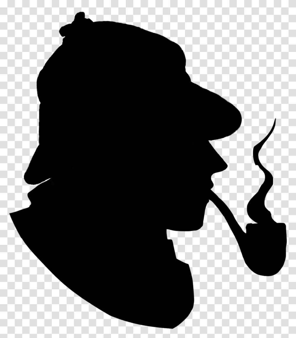 Sherlock Holmes Museum Detective Private Investigator Silhouette Talking Head Clipart, Person, Plot, Water, People Transparent Png