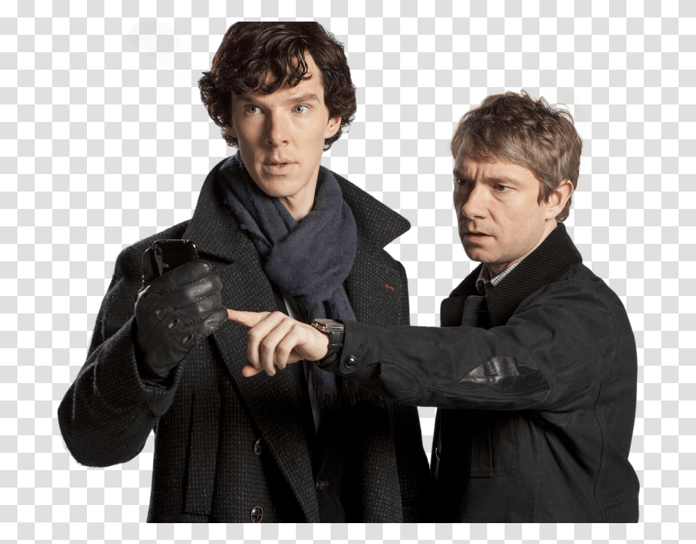 Sherlock John Sherlock And John, Person, Suit, Overcoat Transparent Png
