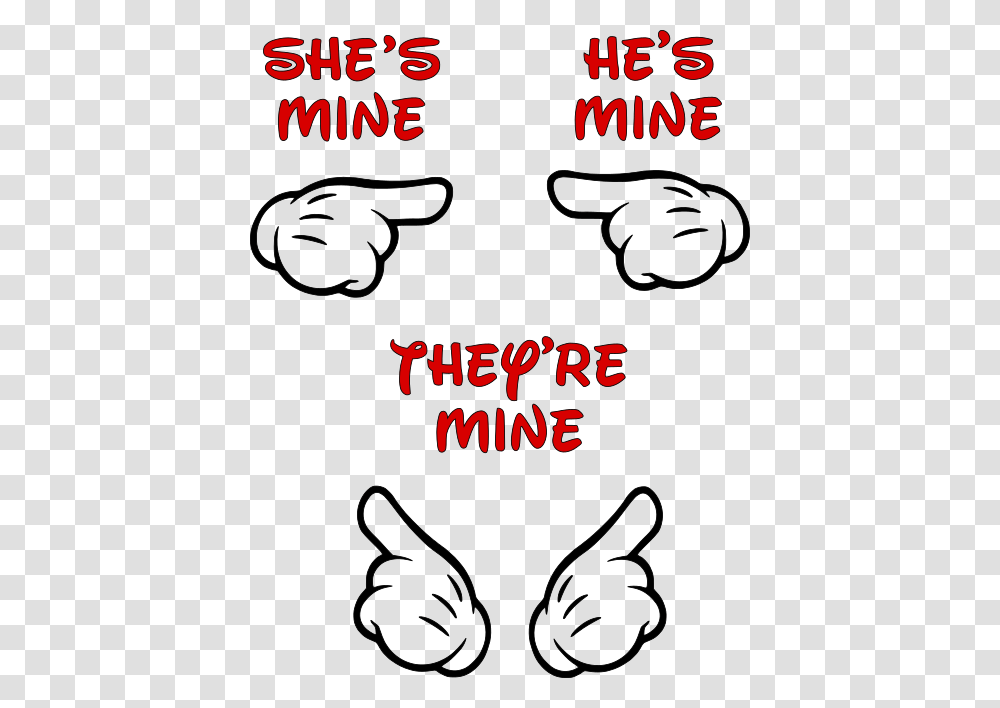 Shes Hes Theyre Mine Mickey Hand Revised Poster, Alphabet, Word, Light Transparent Png