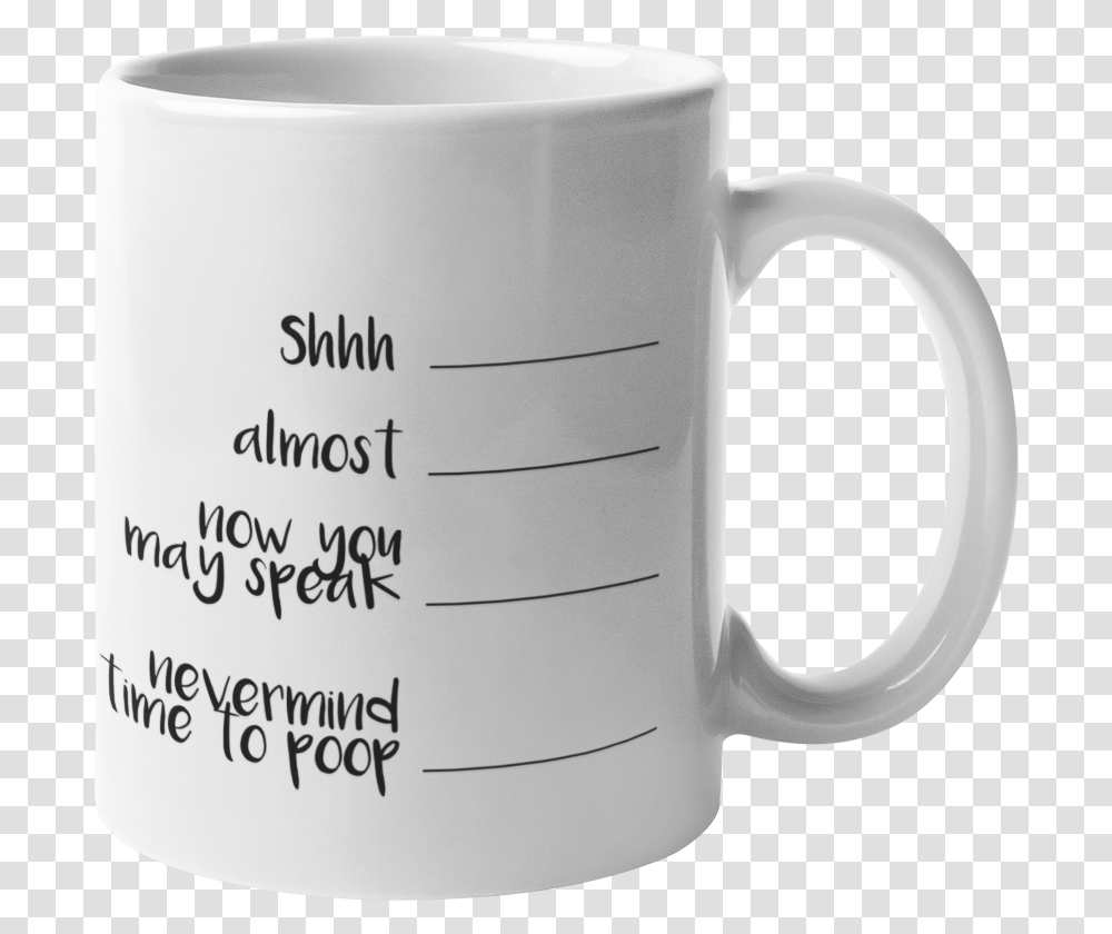 Shhh White Ceramic Coffee Mug Mug Joke, Cup, Coffee Cup, Measuring Cup, Milk Transparent Png