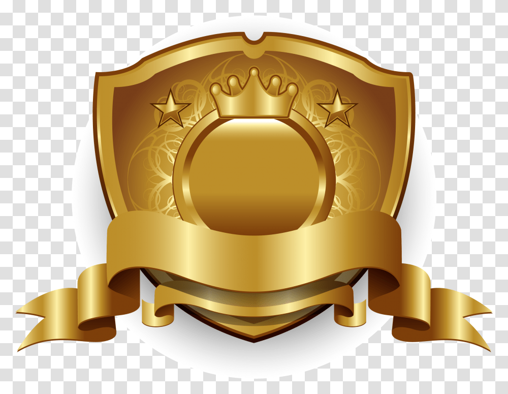 Shield Badge Download Image Golden Badge, Lamp, Furniture, Treasure, Chair Transparent Png
