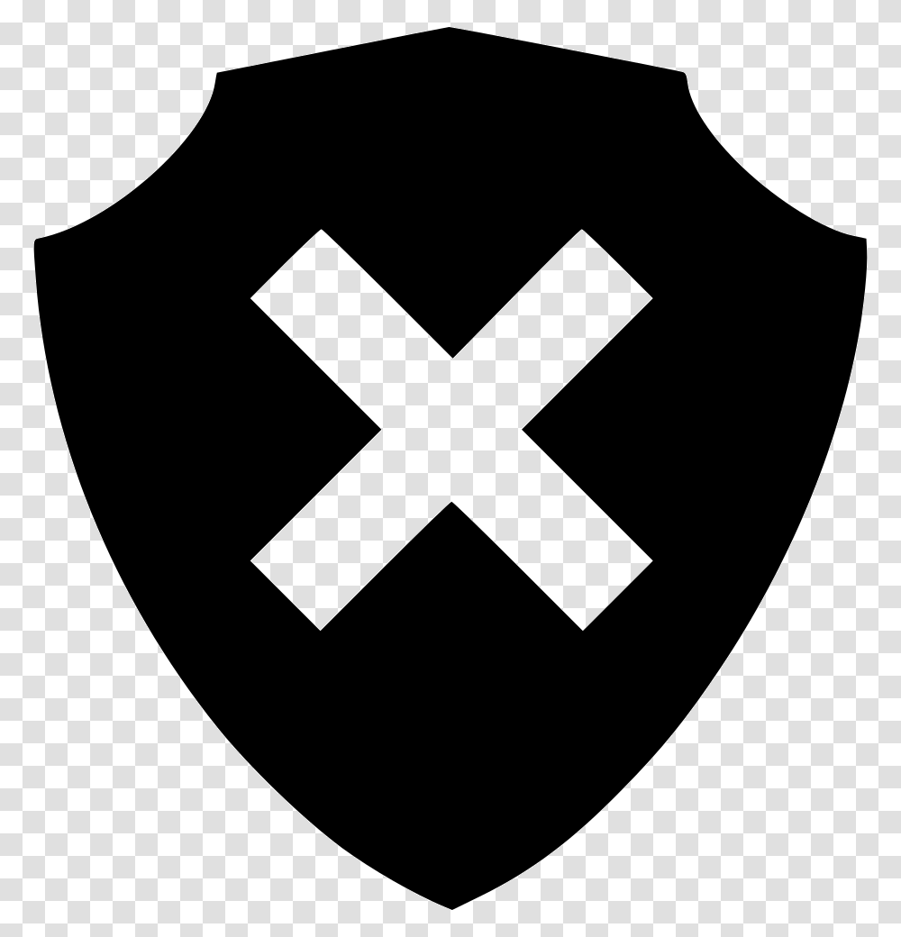 Shield Protect Unsecure Attack X Icon Noun Project, Armor, Cross, Stencil Transparent Png