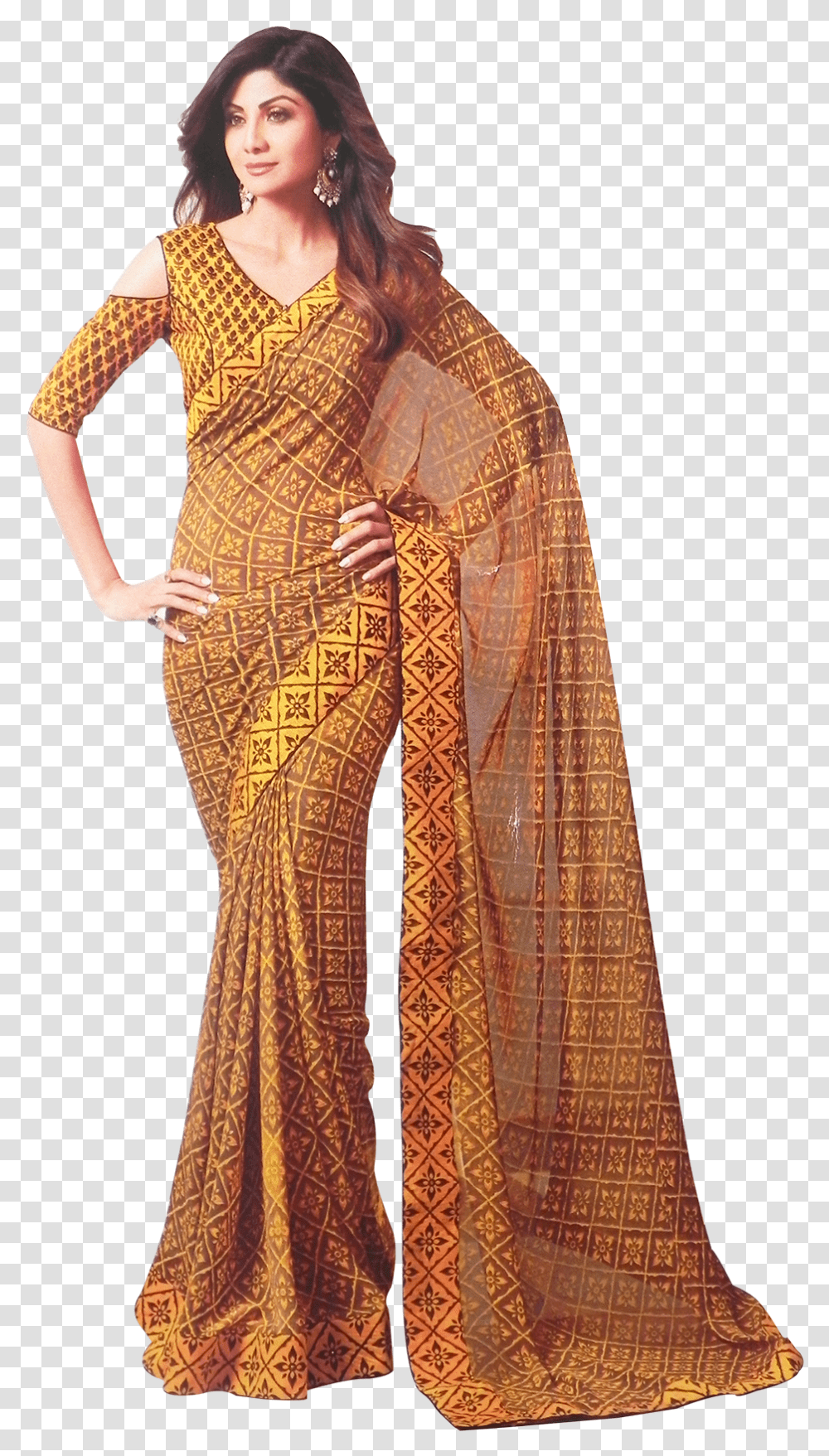 Shilpa Shetty Saree Green Download Shilpa Shetty In Yellow Dress, Apparel, Sari, Silk Transparent Png