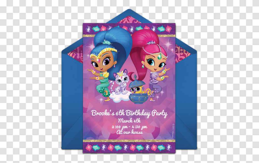 Shimmer And Shine Birthday Party Invite, Poster, Advertisement, Flyer, Paper Transparent Png