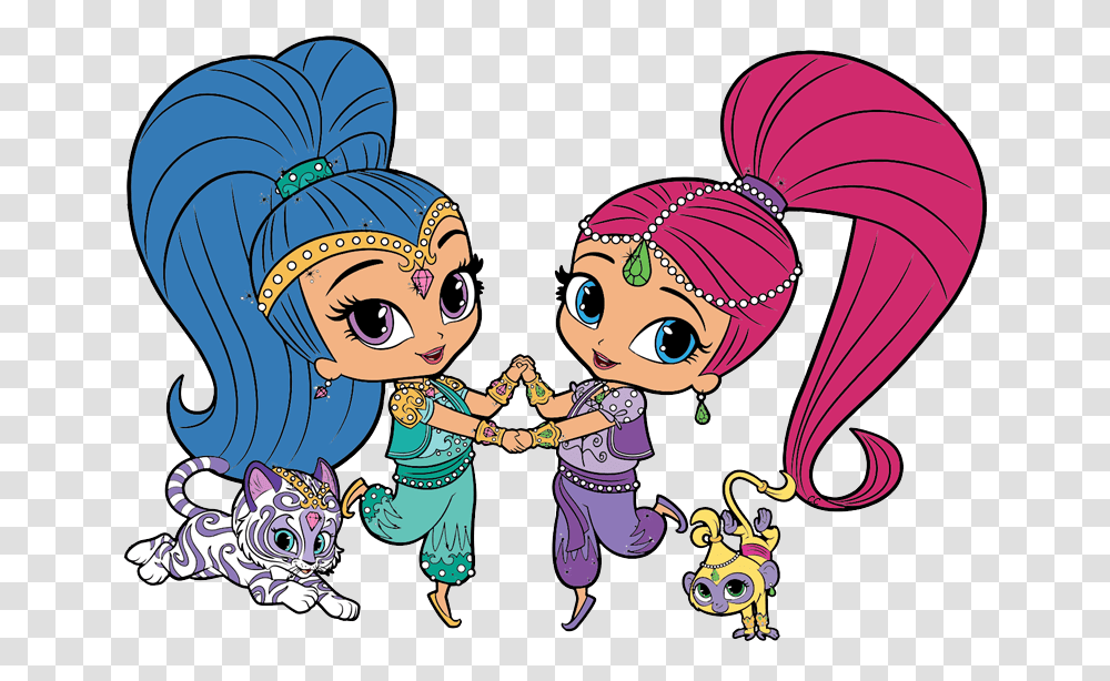 Shimmer And Shine Clipart Cartoon Clip Art, Doodle, Drawing, Cat, Pet Transparent Png