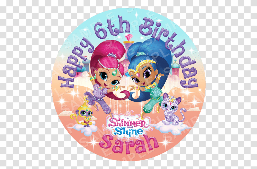 Shimmer And Shine Edible Cake Topper Printable Shimmer And Shine, Crowd, Dvd, Disk, Birthday Cake Transparent Png
