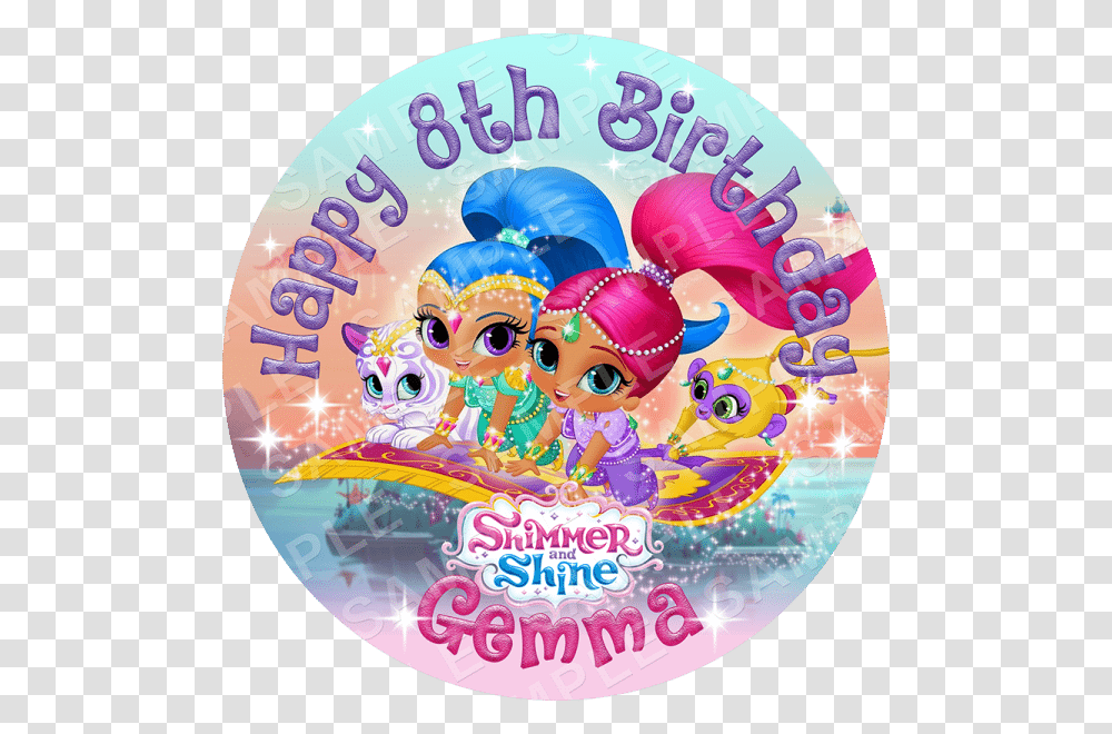 Shimmer And Shine Edible Cake Topper Shimmer And Shine On The Carpet, Disk, Dvd, Birthday Cake, Dessert Transparent Png