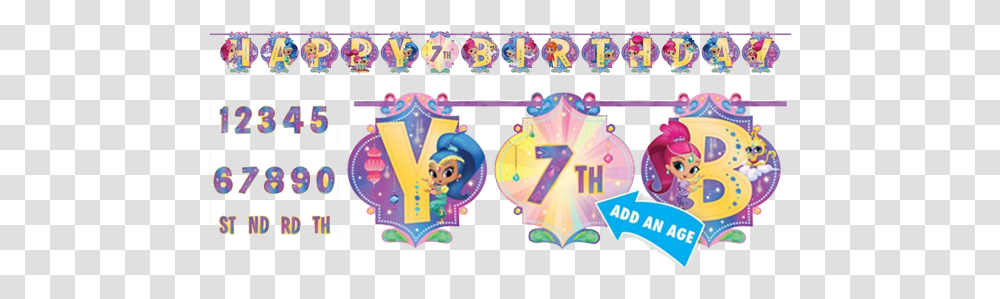 Shimmer And Shine 'add Age' Birthday Banner Cartoon, Graphics, Angry Birds, Pattern, Parade Transparent Png