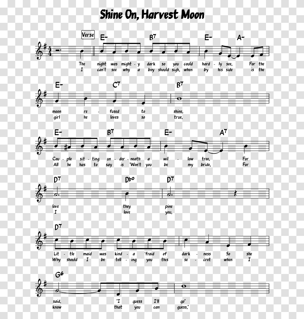 Shine On Harvest Moon Sheet Music 1 Of 2 Pages Harvest Moon Lead Sheet Pdf, Gray, World Of Warcraft Transparent Png