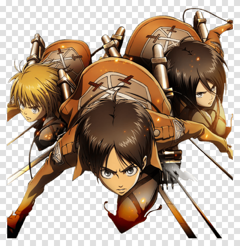 Shingekinokyojin Eren Mikasa Armin De Attack Of Titan, Manga, Comics, Book, Helmet Transparent Png