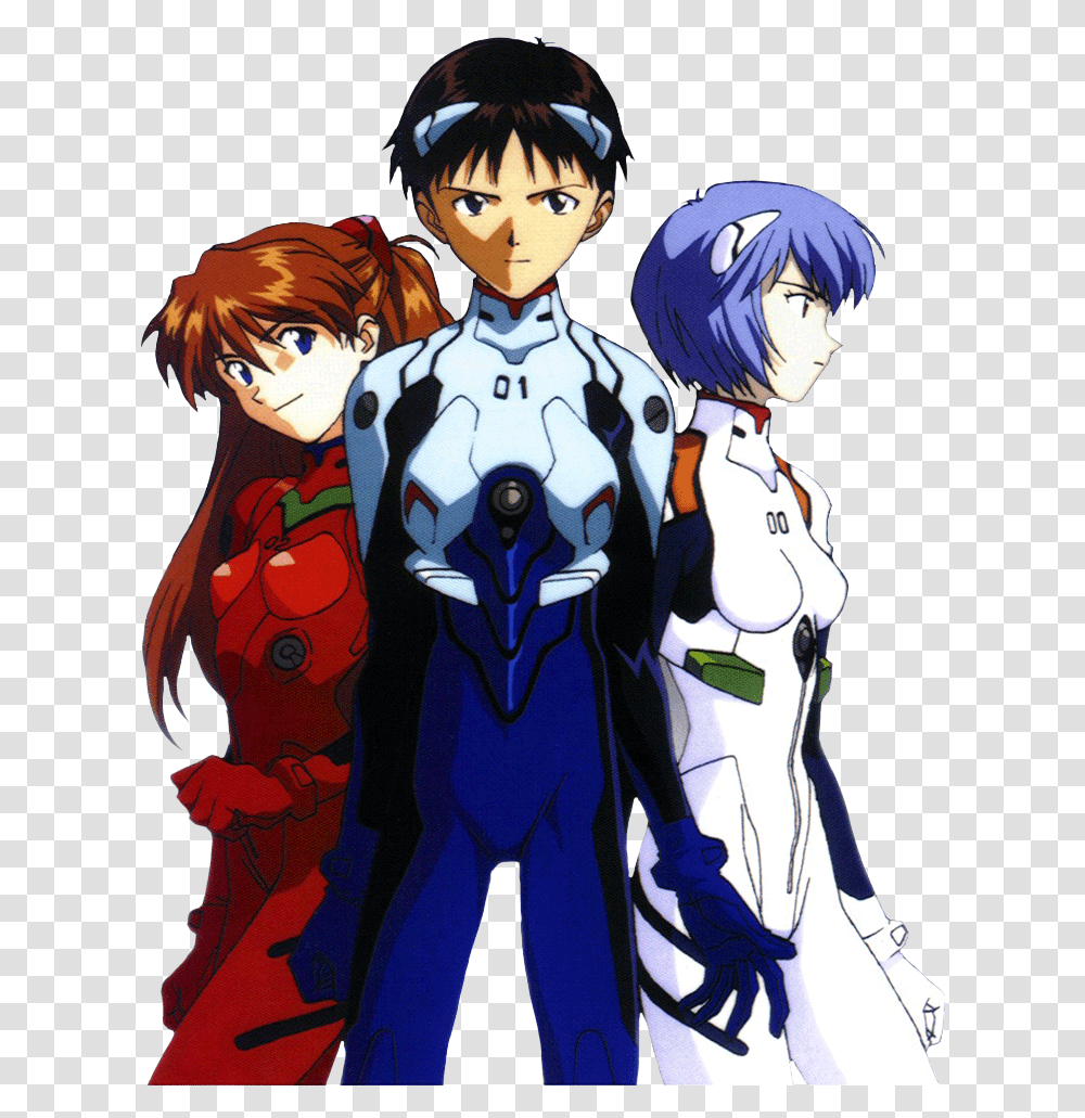Shinji Rei And Asuka, Manga, Comics, Book, Person Transparent Png