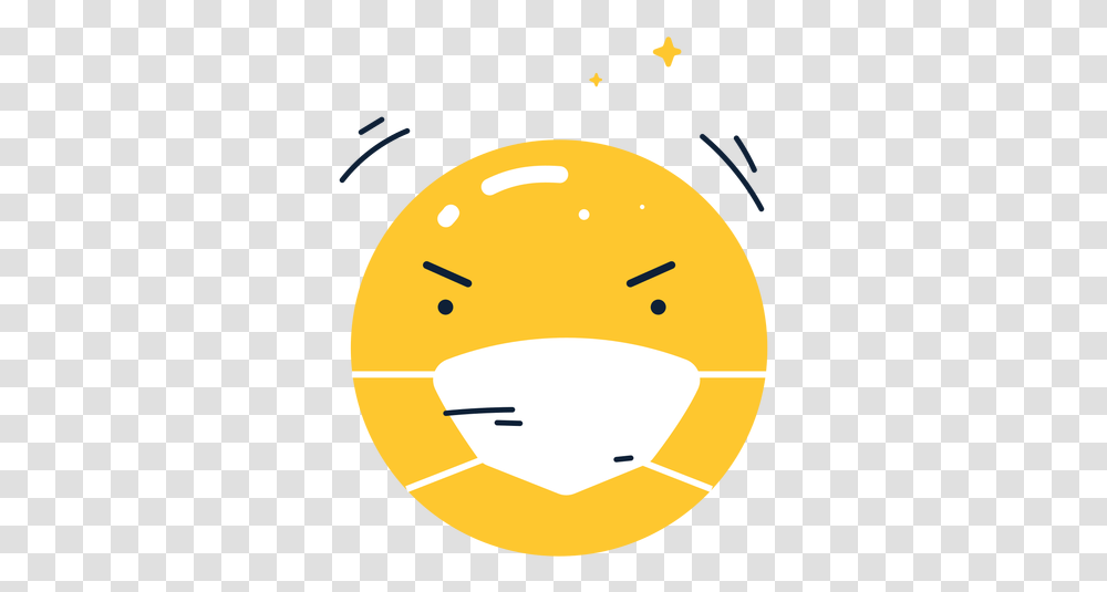Shiny Angry Emoji With Face Mask Flat Emoji Com Mascara, Soccer Ball, Football, Team Sport, Sports Transparent Png