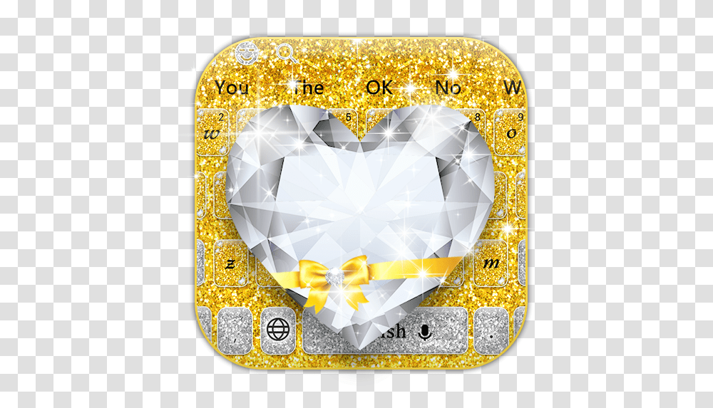 Shiny Gold Heart Diamond Keyboard - No Google Play Diamond, Gemstone, Jewelry, Accessories, Accessory Transparent Png