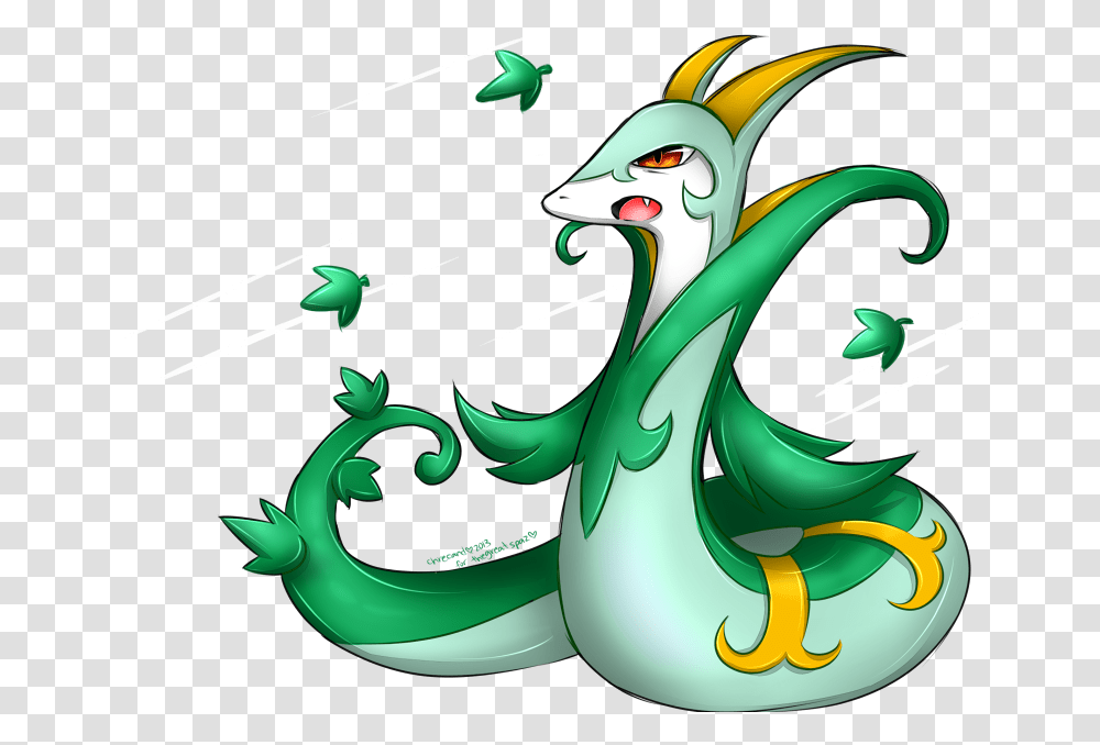Shiny Starry Serperior, Dragon, Green, Land, Outdoors Transparent Png