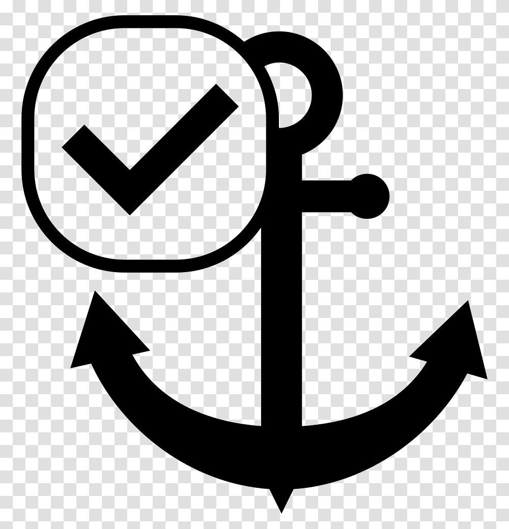 Ship Anchor Symbol With Check Mark Icon Free Download, Cross, Hook Transparent Png