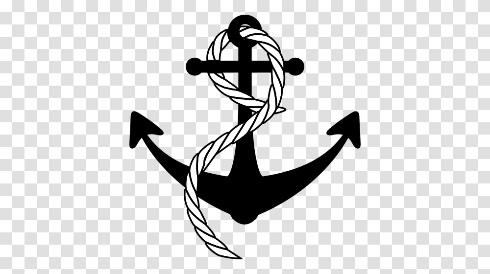 Ship Anchor With Rope Vector Image, Stencil, Emblem, Grenade Transparent Png