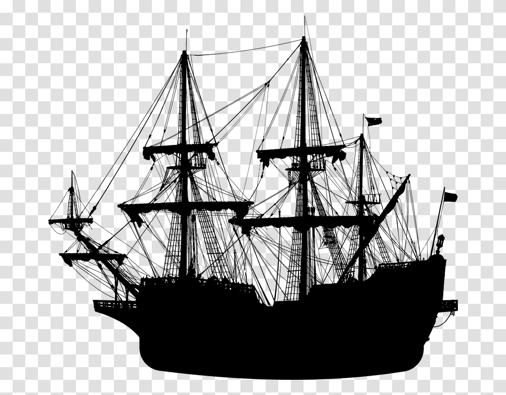 Ship Boat Silhouette Vessel Vehicle Transportation Sail Ship Silhouette, Gray, World Of Warcraft Transparent Png