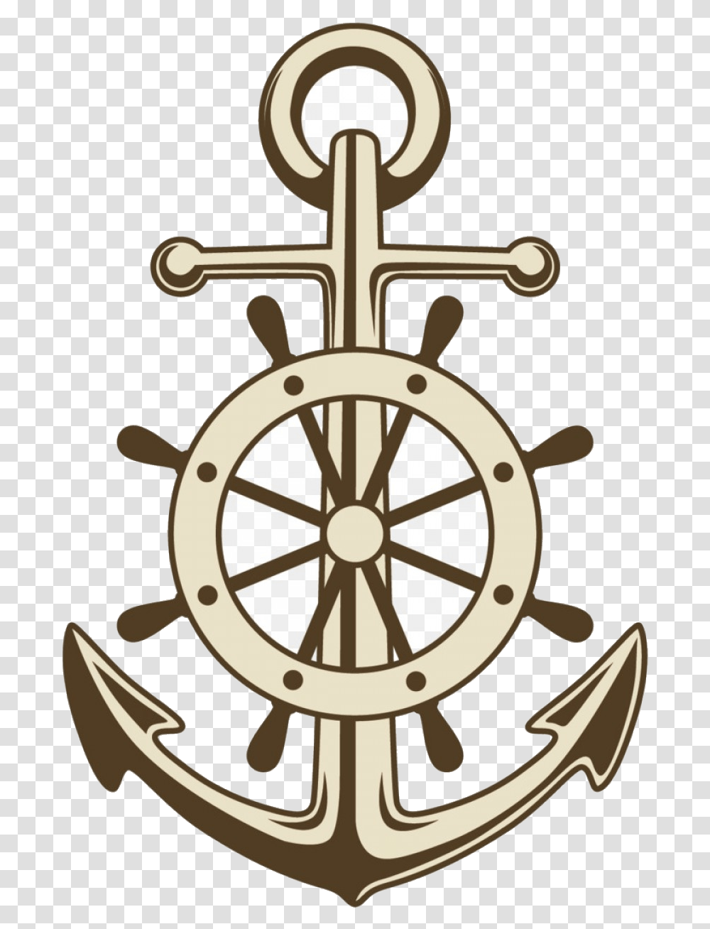 Ship Wheel And Anchor, Cross, Hook, Compass Transparent Png