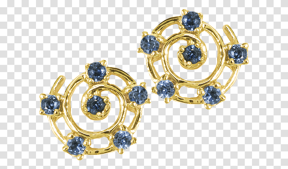 Shipton And Co Solid Gold Swirl Earrings With Blue Diamond, Accessories, Accessory, Jewelry, Sapphire Transparent Png