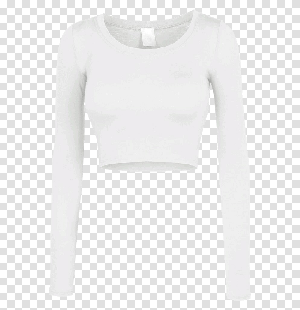Shirt Croptop Crop White Longsleeve Longsleeves Longsle White Long Sleeve Crop Top, Apparel, Sweater, Sweatshirt Transparent Png