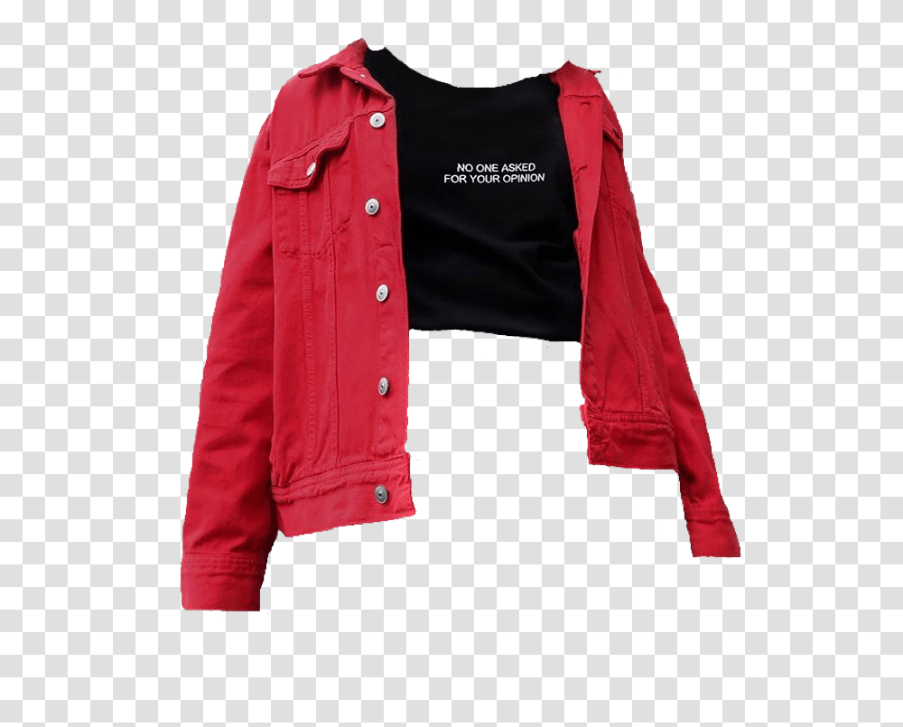 Shirt Grunge Red Black Croptop Jacket Moodboard Leather Jacket, Apparel, Coat, Sleeve Transparent Png