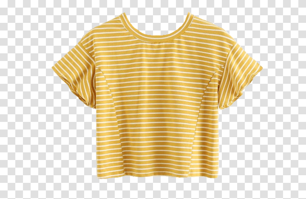 Shirt Stripes Yellow Croptop Cute Aesthetic Pngs Aesthetic Shirt, Clothing, Apparel, Sleeve, T-Shirt Transparent Png