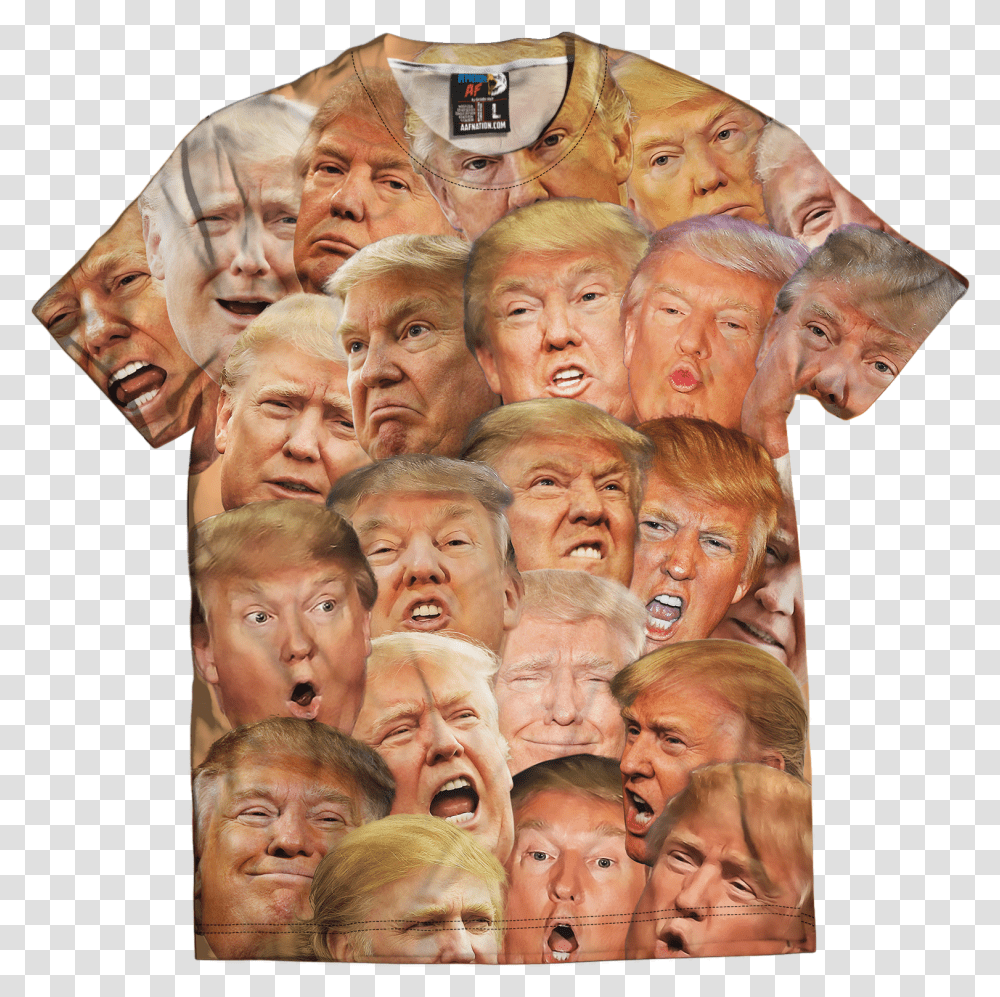 Shirt With Trump Faces, Head, Person, Collage Transparent Png