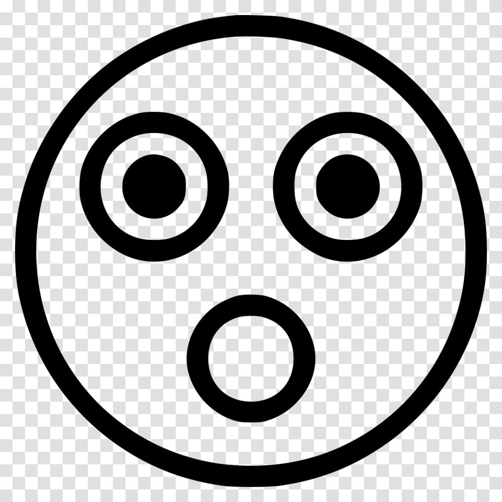Shocked Shocked Emoji Black And White, Logo, Trademark, Stencil Transparent Png