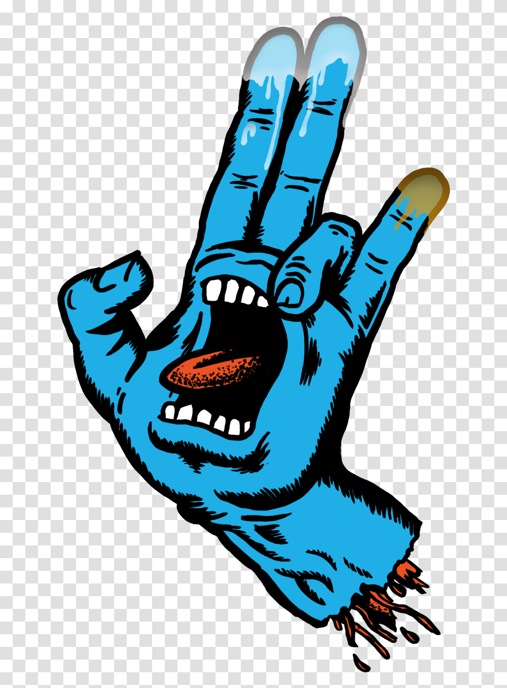 Shocker Santa Cruz Blue Hand, Person, Human, Teeth, Mouth Transparent Png