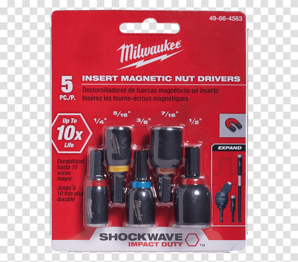 Shockwave Insert Nut Driver 5pc Set 14 516 38 Milwaukee Bit Set, Bottle, Grenade, Bomb, Weapon Transparent Png
