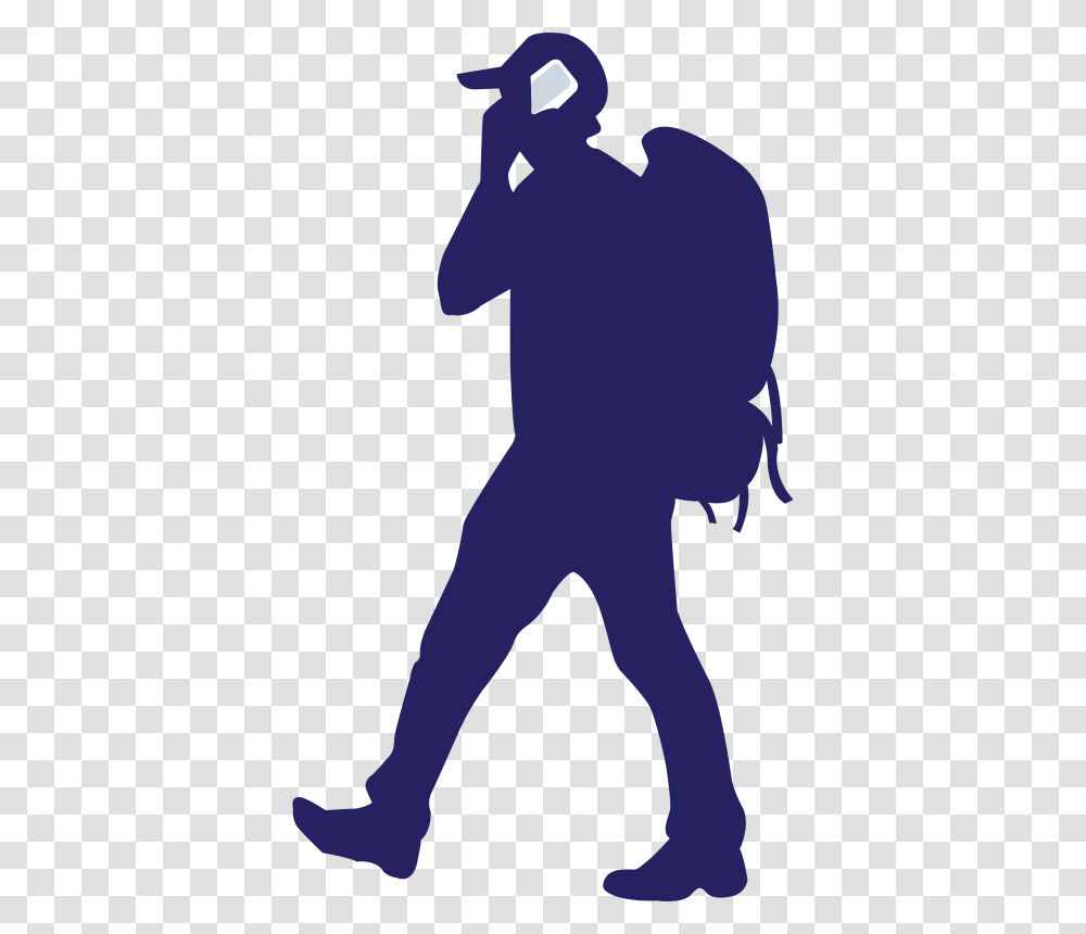 Shokunin Backpacker On A Phone, Technology, Silhouette, Person, People Transparent Png