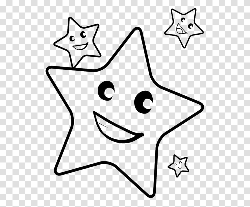 Shooting Star Line Drawing Smiling Star Clipart Black And White, Stencil, Star Symbol Transparent Png