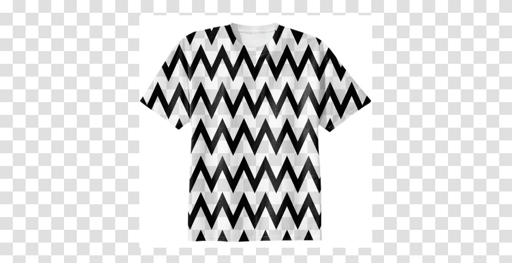 Shop Black And White Geometric Waves Pattern Cotton T Shirt, Apparel, Sleeve, Dye Transparent Png