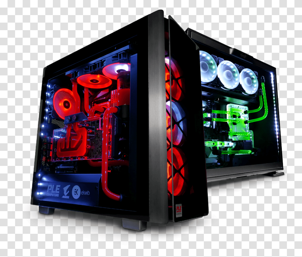 Shop Cooling Water Cooling Ple Computers Black And Red Watercooled Pc, Electronics, Computer Hardware, Light, Electronic Chip Transparent Png