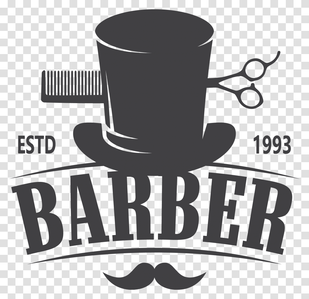 Shop Hairstyle Hairdresser Vector Barber Logo Comb Coffee Cup, Soil, Poster, Advertisement Transparent Png