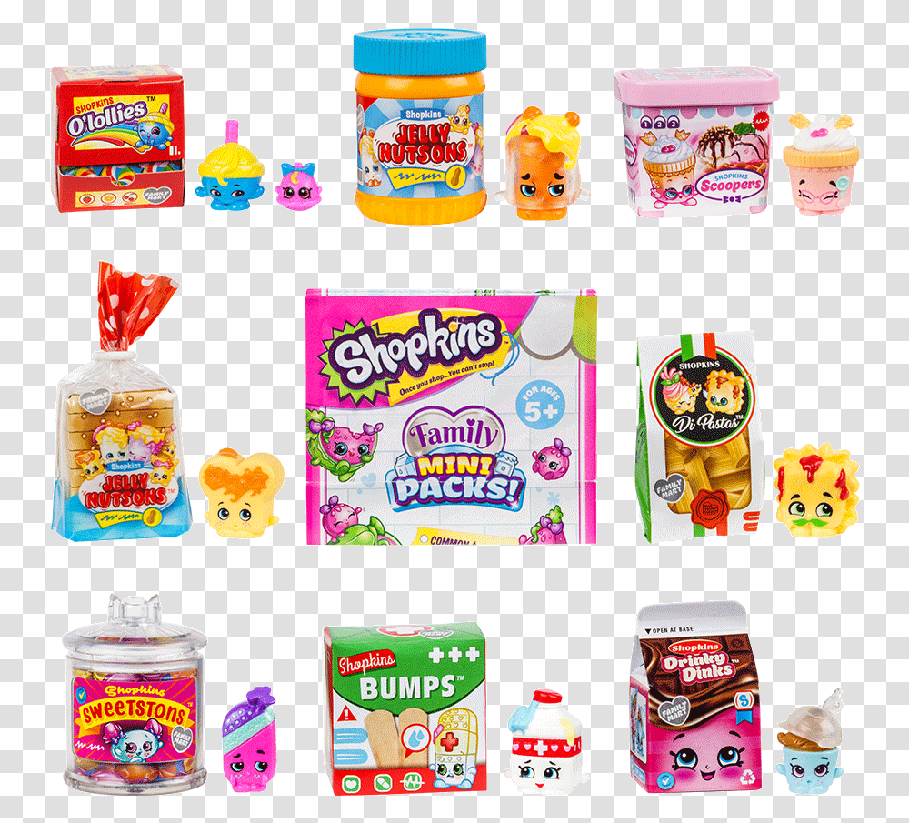 Shopkins Family Mini Packs, Label, Food, Gum Transparent Png