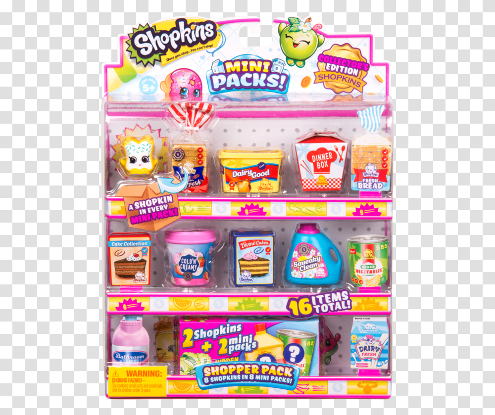 Shopkins Mini Packs, Shelf, Food, Gum, Toy Transparent Png