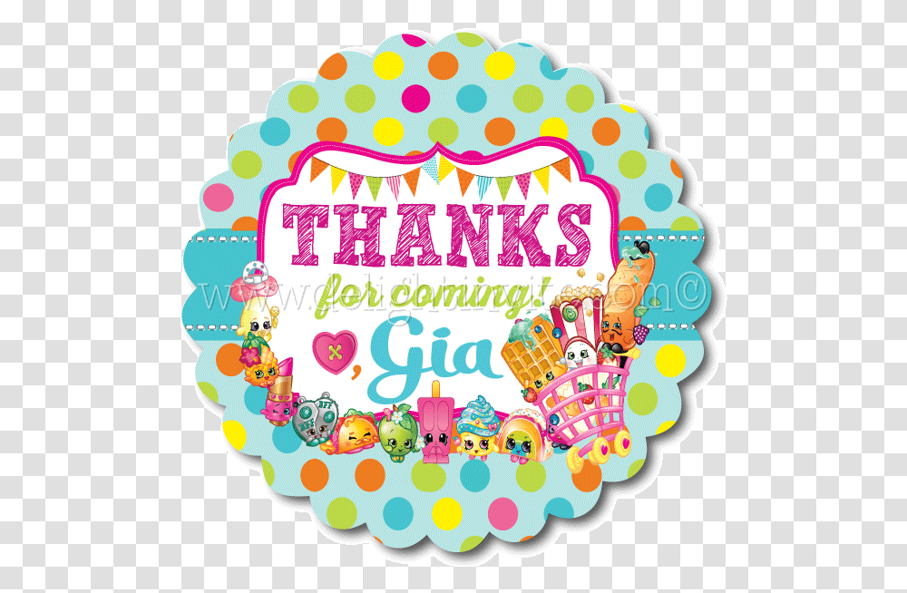 Shopkins Tag Favor Tags Shopkins Thank You Tags, Birthday Cake, Food, Label Transparent Png