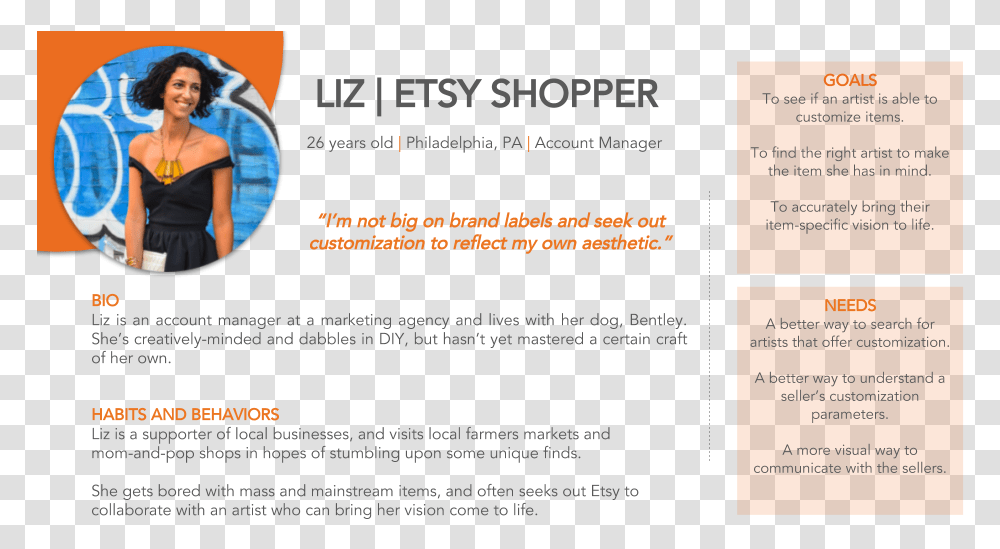 Shopper Liz User Persona For Etsy, Flyer, Poster, Paper Transparent Png