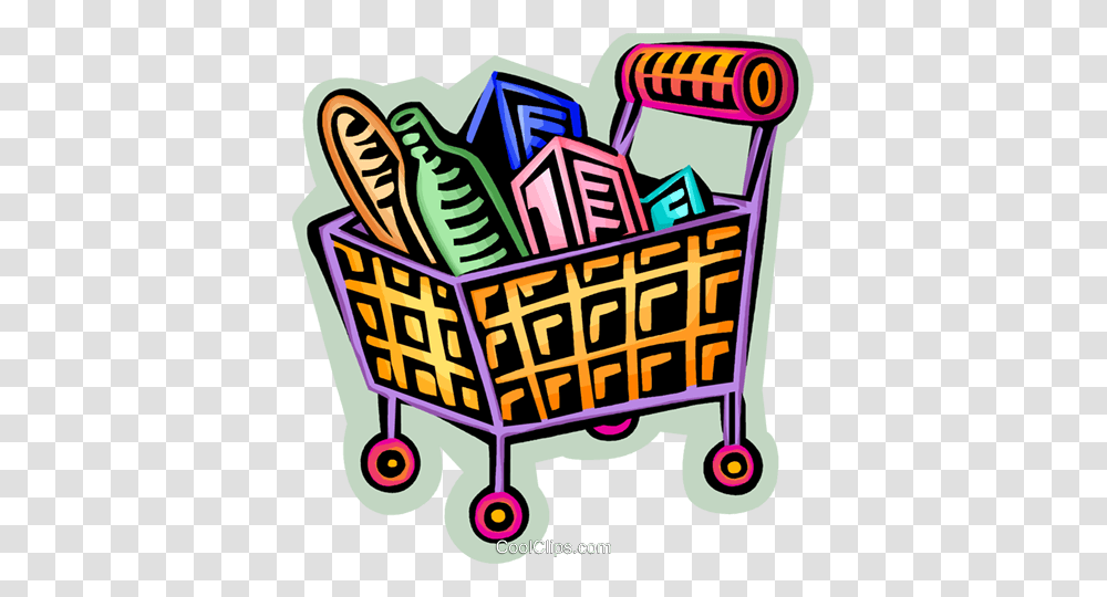 Shopping Cart Filled With Food Royalty Free Vector Clip Art, Basket, Shopping Basket Transparent Png