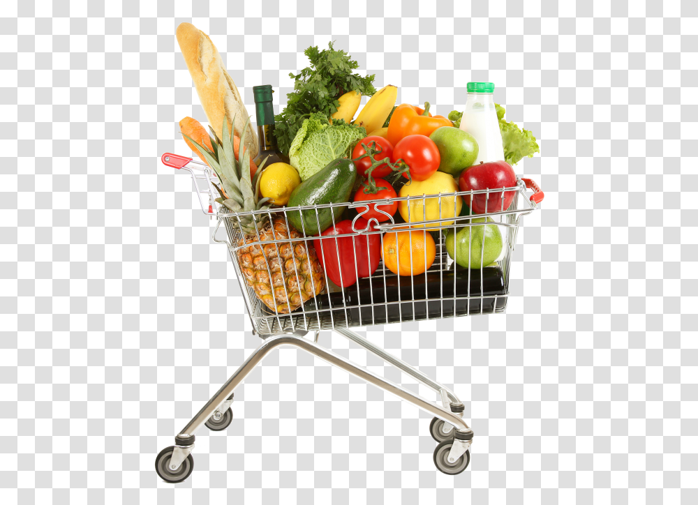 Shopping Cart Supermarke Image Free Download Searchpng Full Shopping Trolley, Basket, Shopping Basket, Orange, Citrus Fruit Transparent Png