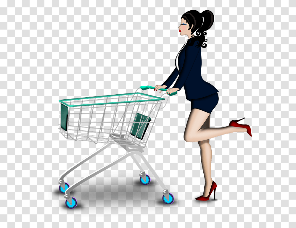 Shopping Truck Shop Supermarket Truck Metal Woman Girl Shopping With Trolley, Shopping Cart, Person, Human Transparent Png