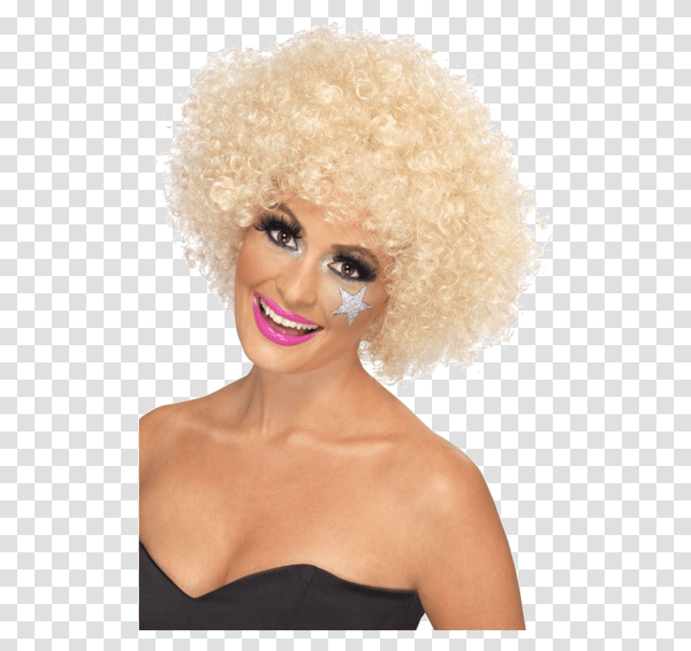 Short Blonde Afro Wig, Hair, Person, Human, Lipstick Transparent Png