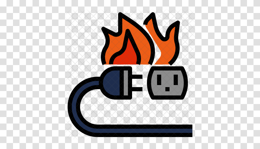 Short Circuit Icon Of Colored Outline Fire Accident Icon, Flame, Light, Symbol, Text Transparent Png
