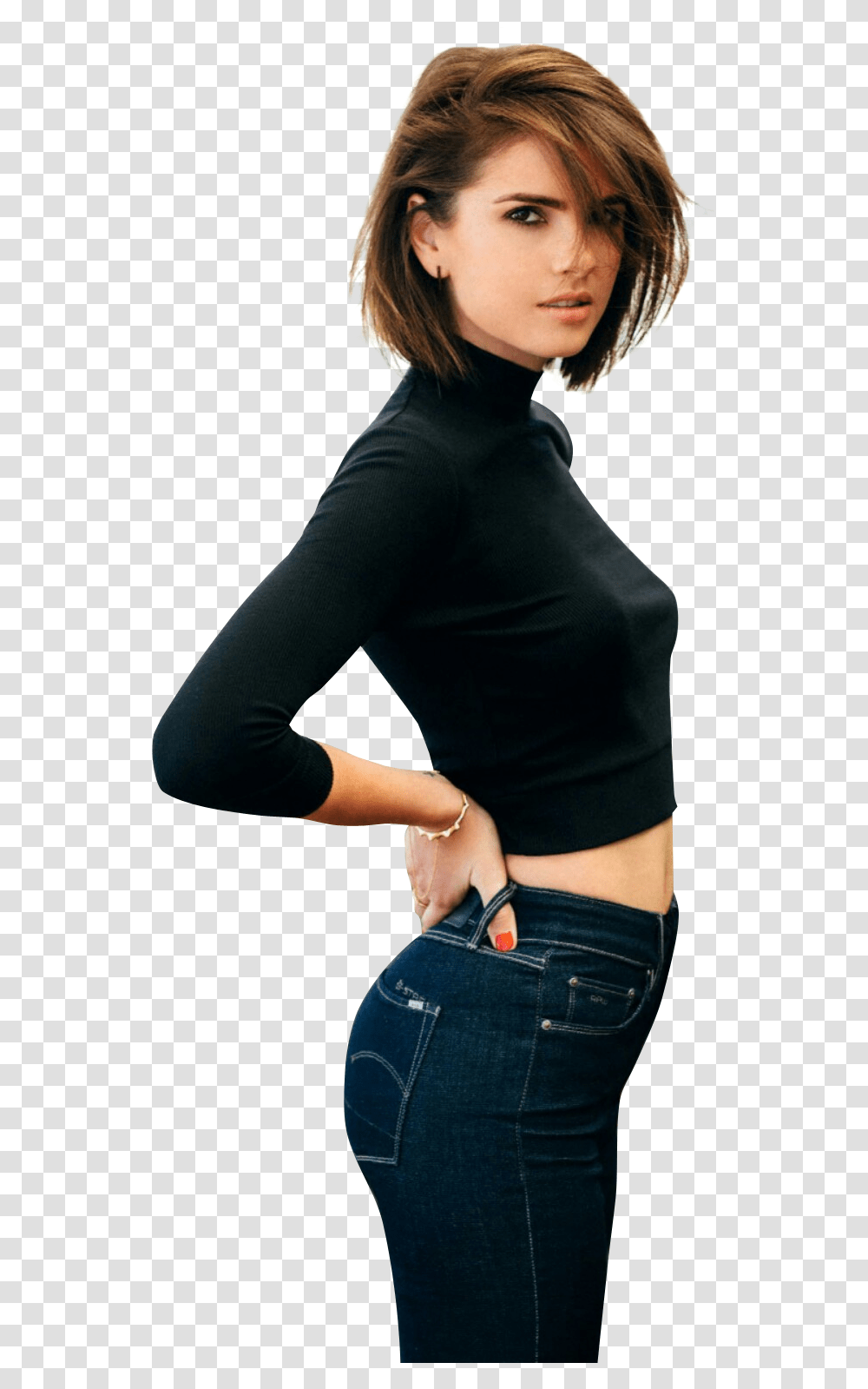 Short Hair Shelley Hennig Looking Beautiful In Bello Shelley Hennig Teen Wolf Short Hair, Pants, Person, Human Transparent Png