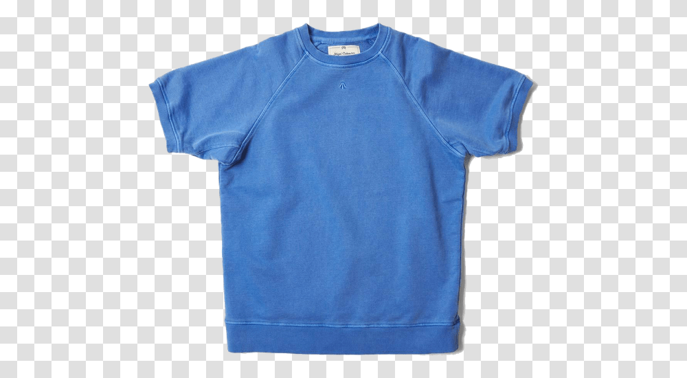 Short Sleeve Crew Neck Sweatshirt Washed Blue Short Sleeve, Clothing, Apparel, Long Sleeve, T-Shirt Transparent Png