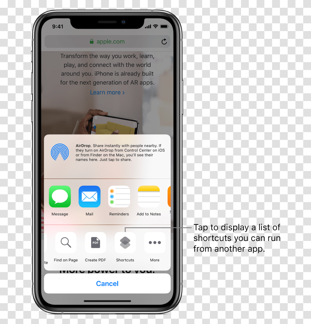 Shortcuts Button In The Safari App S Share Sheet Como Cambiar El Id De Apple, Mobile Phone, Electronics, Cell Phone, Person Transparent Png