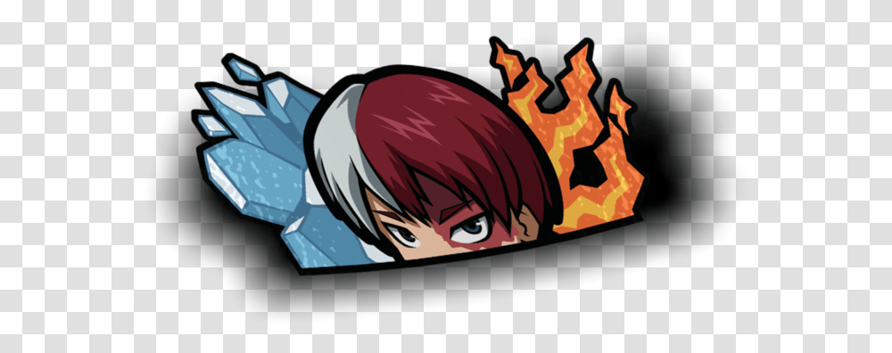 Shoto Todoroki Peeker Sticker Todoroki Peeker Sticker, Manga, Comics, Book, Flame Transparent Png