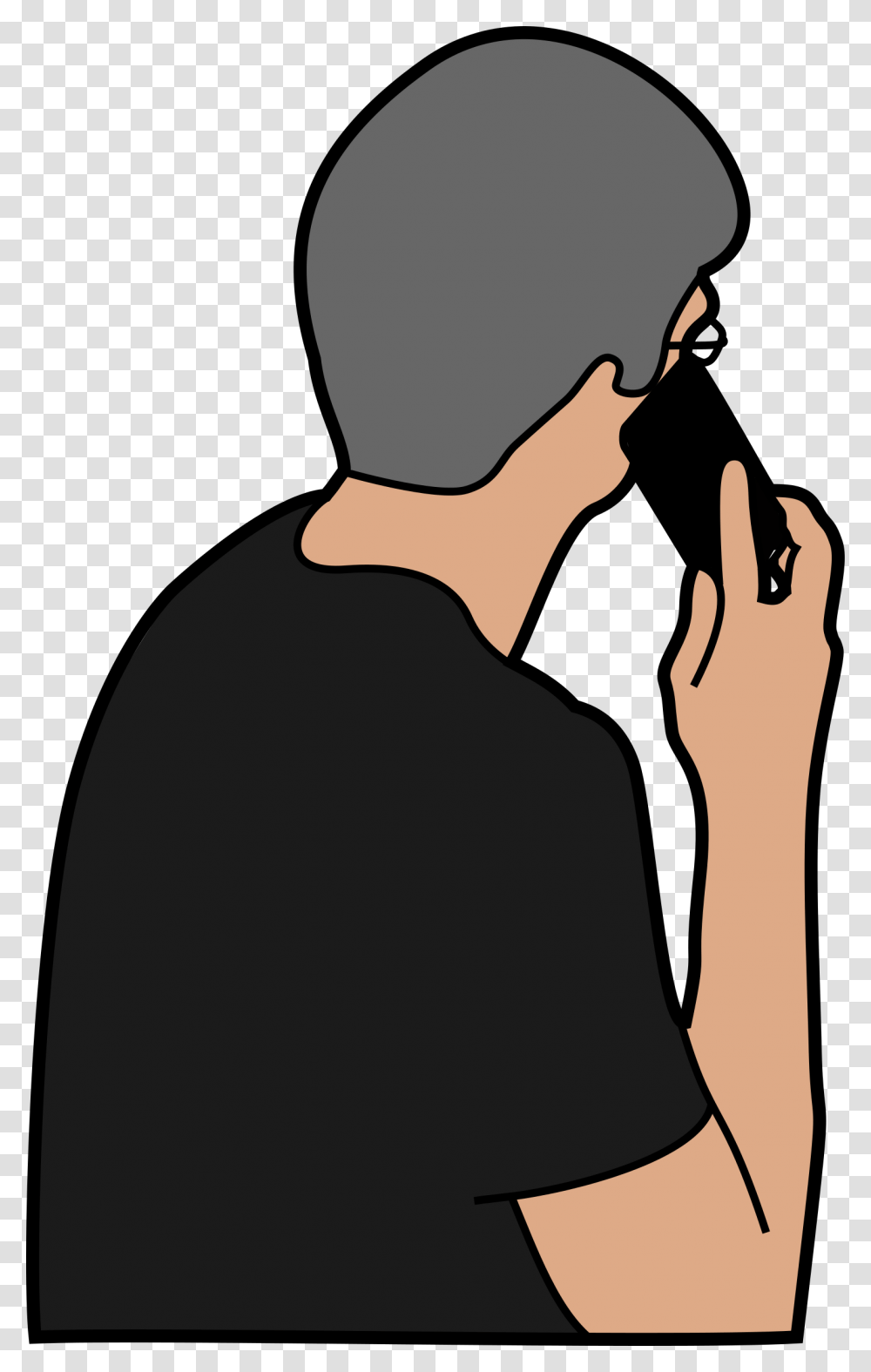 Shoulderhuman Behaviorsilhouette Person On Call, Finger, Apparel, Long Sleeve Transparent Png