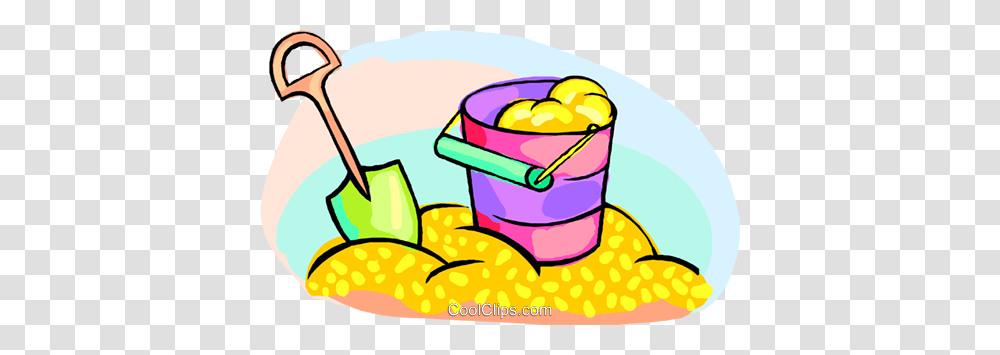 Shovel And Pail In A Sandbox Royalty Free Vector Clip Art, Bucket, Helmet, Apparel Transparent Png